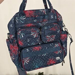 Lug Fireworks Navy Mini Puddle Jumper Crossbody Travel Bag Duffel Patriotic 4th